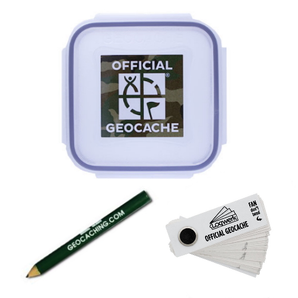 Official Geocache with Logbook & Pencil - Green Camo - X-Small